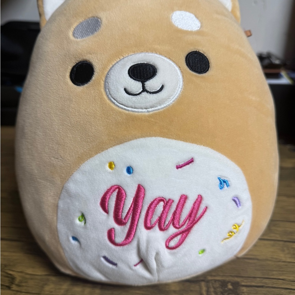 Tan and White Stuffed Animal Plush Toy